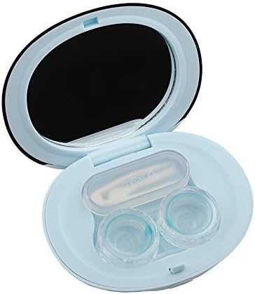 MUDOR Exquisite Contact Lens Case - Mini Travel Kit Box Holder Container Includes Remover Tool with Tweezers and No Leak Contact Case for Soft & Hard Lens (Sky Blue)