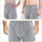 Men’s Washable Incontinence Underwear XL Gray, Side-Access Post-Surgery Briefs for Elderly and Disabled, Comfortable Daily Use Incontinence Care Pants