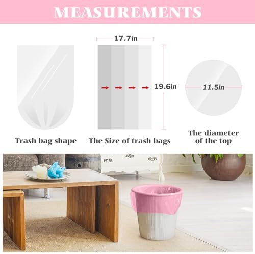 4 Gallon 300pcs Strong Trash Bags Colorful Clear Garbage Bags, Bathroom Trash Can Bin Liners, Small Plastic Bags for home office kitchen, fit 12-15 Liter, 3,3.5,4.5 Gal,Multicolor