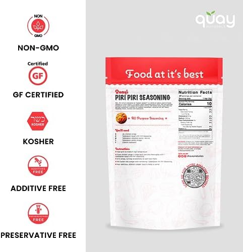 Quay Naturals Piri Piri Seasoning Mix, 5 oz - Original Flavor - Perfect for Chicken, Seafood & Fries - Multi Purpose Peri Peri Spice Rub & Blend - No Preservatives, Colors & Additives - Non GMO