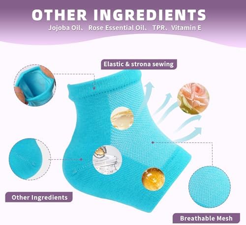 2 Pairs Silicone Socks for Dry Cracked Feet Women, Moisturizing Heel Socks, Gel Toeless Lotion Sock, Moisture Silicon Foot Sock for Cracked Heels Overnight by Untrytb