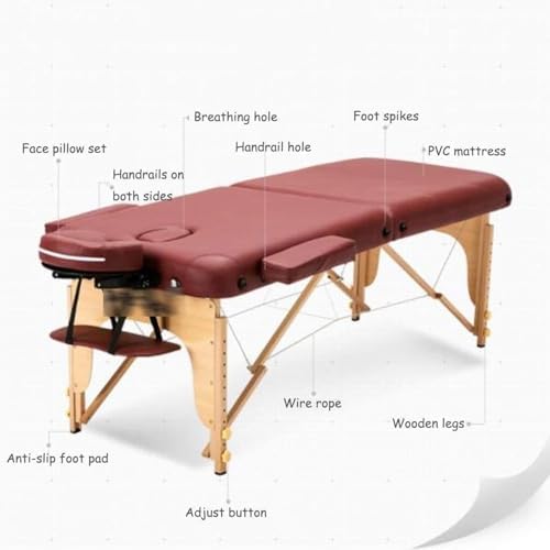 Professional Portable 2-Section Massage Table for Salon & Spa, Foldable with Headrest, Armrest, Hand Pallet, Adjustable Height, for Reiki, Therapy & Beauty
