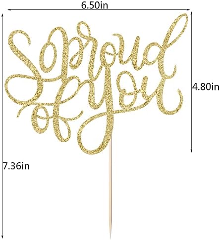 So Proud of You Cake Topper,2026 Graduation Cake Topper,Congrats Grad Party Decorations,2026 High School/College/University Graduation Party Decoration Supplies. (gold)