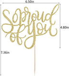So Proud of You Cake Topper,2026 Graduation Cake Topper,Congrats Grad Party Decorations,2026 High School/College/University Graduation Party Decoration Supplies. (gold)
