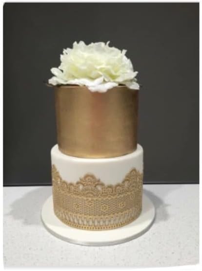2 Pieces Shiny Gold Royal Monarch Edible Sugar Cake Lace Strips - Ready to Use Handcrafted Decoration with 3D Effect…