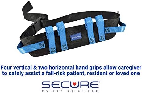 Secure Gait Belt for Seniors (350 lbs) - Transfer Belt with 6 Handles, Quick-Release Clip Buckle, Walking Strap for Lifting Elderly, Patient Lift Aid, Physical Therapy, Medical Nursing Safety Assist