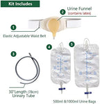 Bladder Ostomy Belt Urine Drainage Bag Kit with Tube - 500 ml & 1000 ml Bags for Day & Night Use, Waist Support Collector for Ileostomy, Colostomy, Cystectomy Patients