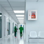 AED Cabinet, First Aid AED Defibrillator Wall Mounted Storage Cabinet, Metal Steel Plate Snap Lock, fits All Brands Cardiac Science for Public Places, 14 x 7.8 x 15.7 Inch
