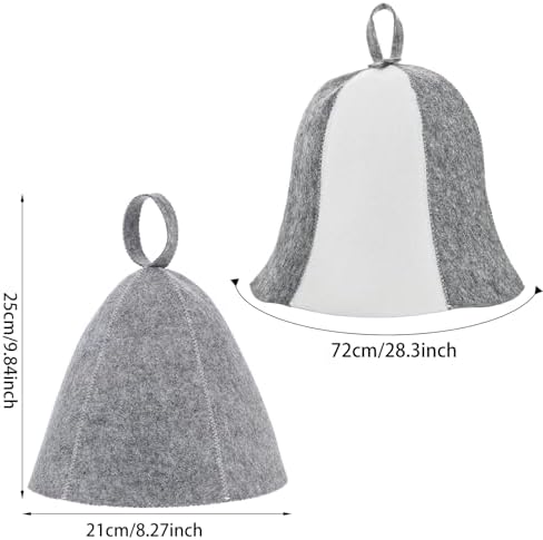 2PCS Sauna Hat for Women Men Wool Felt Sauna Cap Russian Banya Cap Soft Saunas Hat for Spa Steam Room Bathhouse Bath House Accessories Gray White