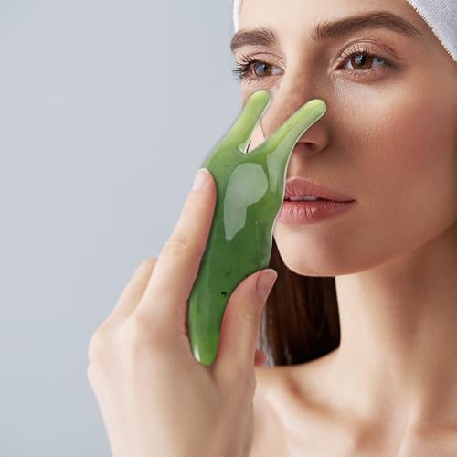 FRCOLOR 2Pcs Two-Prong Nose Scraper Resin Massager Beauty Tool Eye Massagers Guasha Stone Jade Guasha Board Jade Facial Scraping Tool Body Scraping Stone