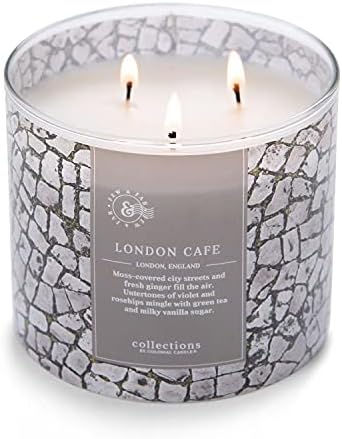 Colonial Candle London Café Scented Jar Candle, Travel Collection, 3 Wick, Gray, 14.5 oz - Up to 60 Hours Burn