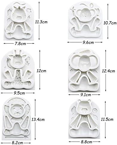 6 Pieces Silicone Jungle Animals Cake Fondant Mold Sugarcraft Decorating Chocolate Baking Mould Clay Craft Pastry Baby Shower Party Cupcake Decor Molds Tool