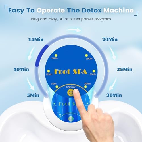 LeCuag Ionic Foot Bath Detox Machine, Portable Foot Detox Machine for Home, Salon-Level Ionic Foot Spa Machine with Basin, 100 Basin Liners, 2 Arrays