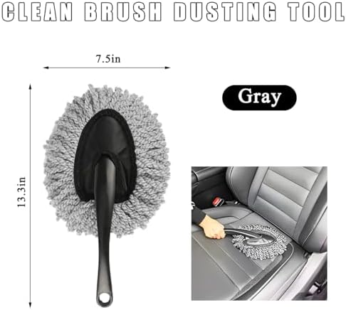 Car Dash Duster Brush, Super Soft Microfiber Multi-Functional Car Cleaning Brush, Scratch Free Dash Dusting Tool with a Anti-Skid Handle for Vehicle Home Kitchen Cleaning (Gray)