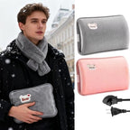 Electric Hot Water Bag, 2 Pack Thickened Satin Soft Hot Water Bottle, Leak-Proof Rechargeable Hand Warmer, Portable Cute Warm Bag for Period Cramps Muscles Neck Legs Waist Belly Body