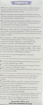 Bernardo FORTE Lungo Biodegradable Capsules Compatible with Nespresso Original Line, Intensity 9/10, USDA Organic, Home Compostable Capsules. 30 Count (3 Boxes of 10 Lungo Pods)