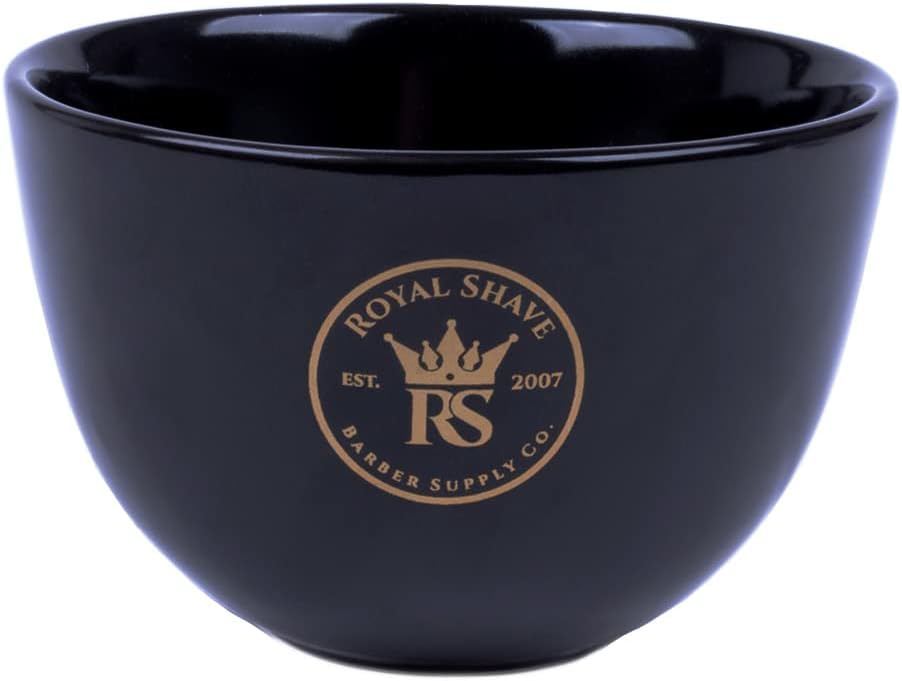 ROYAL SHAVE Ceramic Textured Shaving Bowl – Shave Soap & Shaving Cream Dish, Textured for Rich Lather – LARGE (Black)