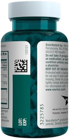 NEURIVA Plus Brain Supplement for Memory and Focus Clinically Tested Nootropics for Concentration for Mental Clarity, Cognitive Enhancement Vitamins B6, B12, Phosphatidylserine 30 Capsules