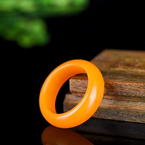 CAOMIAN Natural Yellow Jade Rings Real Stone Jade Ring Jadeite Jade for Men Rings for Women Nickles Women Jade Jewelry (Ring Size : 9.5)
