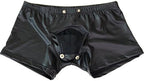 Men's Wet Look Leather Boxer Shorts Clubwear Workout Gym Party Hot Pants Swimsuits