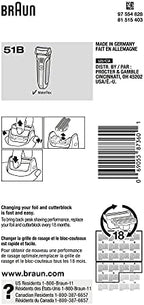 Braun Series 5 Old Generation Electric Shaver Replacement Head - 51B - Compatible with Waterflex Electric Razor WF2s
