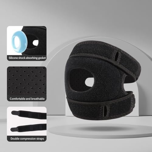 Knee Brace for Women Men, Knee Support Strap Stabilizer with Gel Pads for Running, Jumping, Basketball, Tennis, Patella Knee Brace for Pain Relief, Arthritis, Patellar Tendonitis, Meniscus tear(1,Black)