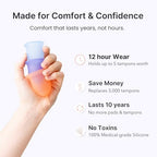 Lena Menstrual Cup Original – Reusable Silicone Period Cup for Regular Flow, 12-Hour Leak-Free Protection, Soft & Comfortable, Beginner-Friendly Design - Small, Turquoise