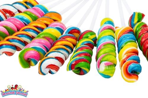 Rainbow Twisty Pops, 40 Pack | Individually Wrapped Swirl Lollipops | Bulk Candy for Birthday Party Favors, Candy Buffets, Pinata Filler & Carnival Prizes