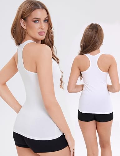 BQTQ 5 Pack Racerback Tank Tops for Women Sleeveless Workout Tank Top Ladies Undershirts Slim Fit Tanks Tops