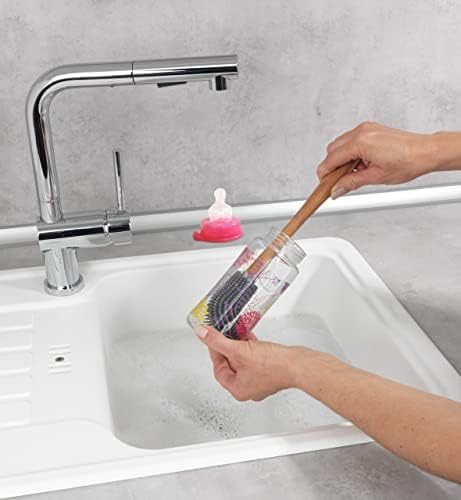 WENKO Washing Brush, Silicone, Gray, 30 x 4.5 x 4.5 cm