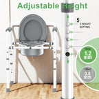 3 in 1 Bedside Commodes Chair for Seniors with Arms, Portable Width 21.5'' Steel Potty Chair for Elderly Adults with 5 Adjustable Height, Supports Up To 350lb, 6QT Bucket, Tool-Free Assembly