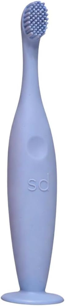 Kids Toothbrush for Children, 100% Silicone with Tongue Cleaner, Gentle on Gums, Easy-Grip Handle (Blue)