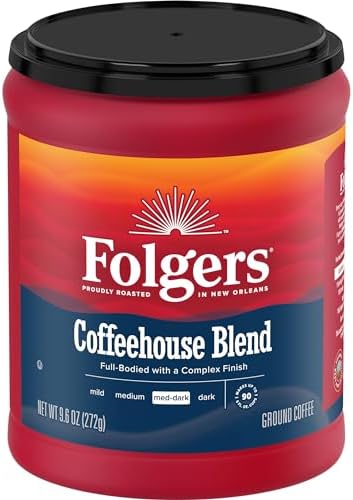 Folgers Coffeehouse Blend Medium Dark Roast Ground Coffee, 9.6 Ounces (Pack of 6)