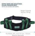 Posey 6537Q Transfer Belt, Black with Green Economy Model – Extra-Wide Soft Nylon – Washable Walking Belt & Gait Transfer Belt – Medical Supplies for Nurses, Therapists & Home Care Caregivers (6537Q)