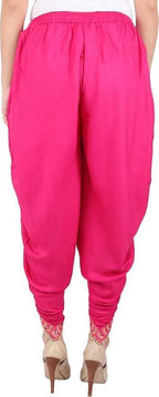 Women's Harem Dhoti Pants with Gold Embellished Trim, Maroon, Free Size 28-36