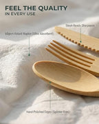 100 Pack Pre-Rolled Bamboo Silverware with Linen-Feel Airlaid Napkins - Heavy Duty Biodegradable Flatware Kit - Compostable Utensils for Weddings, Parties (Plastic Cutlery Alternative)
