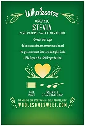 Wholesome Sweeteners Organic Stevia, 1000 Count Packets, Zero Calorie Sweetener Blend, Keto Friendly, Non GMO, Gluten Free & Vegan
