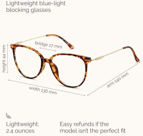 Gaoye Blue Light Blocking Glasses - Trending Round TR90 Frames, Metal Arms, UV400 Protection - Matching Soft Case