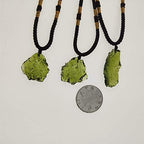 1Pcs Moldavite Irregular Natural Stone Gemstone Crystal Meteorite Pendant Necklace Handmade Handwoven Rope Chain Citrine Necklaec for Women Men Energy Jewelry Gift