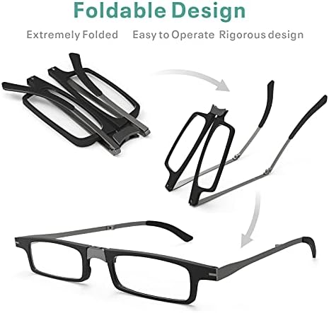Case Upgrade-Ultra-light and Thin Foldable Reading Glasses Folding Readers for Men Women Compact Portable Rectangle Eyewear Case (Tortoise, 1.5)