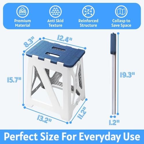 Folding Shower Stool - Foldable & Anti-Slip Shower Chair for Inside Shower - 330lbs Safety Waterproof Plastic Fold Up Shower Seat - Portable Travel Compact Bath Bench for Elderly, Handicap & Disabled