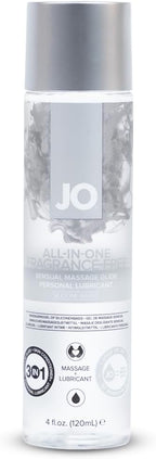 JO All-in-One Silicone Massage Oil – Fragrance Free Long Lasting Personal Lube & Massage Glide – 4 fl oz