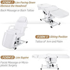 OmySalon Fully Electric Salon Facial Bed Chair, Multi-Purpose Massage Tattoo Lash Waxing Table, Height Backrest Footrest Adjustable, for Beauty Barber Spa (White)