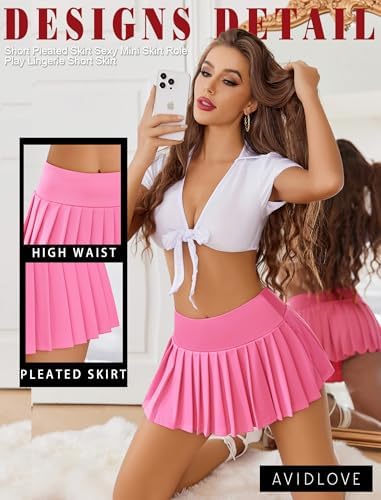 Avidlove Skirts for Women Y2k Mini Skirt Casual Pleated Short Skirts Pleated Cheer Skirt