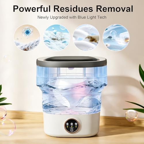 Portable Washing Machine - 20L Mini Foldable Washer with Spin Basket, 3 Cleaning Modes & Deep Cleaning for Small Clothes, Collapsible Laundry for Apartment, Home, Hotel and Travel (Gray)