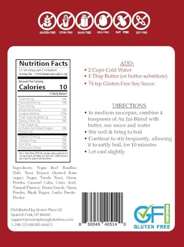 Mom’s Place Gluten-Free Au Jus Mix, Vegan, Dairy, Nut & Soy Free, 1.4 oz.