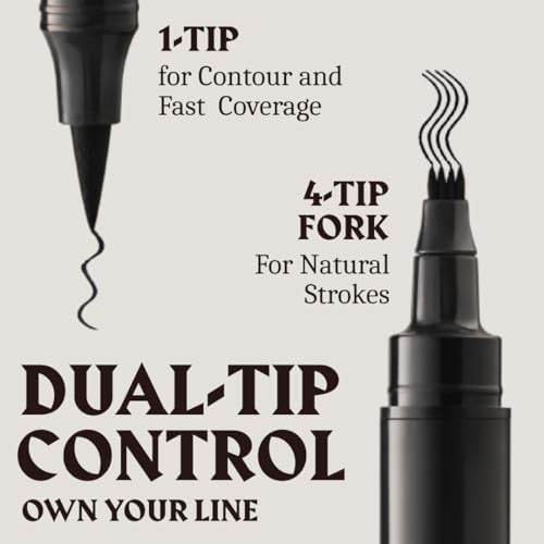 Striking Viking Beard Pen - Jet Black, 1 Pen 1 Brush - Temporary Beard Dye - Waterproof Sweatproof Long Wear Beard Pencil for Touchups & Gap Contouring - Enhances Facial Hair