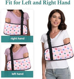 Print Arm Sling for Broken Arm, Torn Rotator Cuff, Shoulder, Elbow, Wrist Injury Support Brace for Women (Pink Dot, One Size)