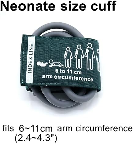 Universal NIBP Cuff with BP12 Connector for Neonate, 6-11 cm Reusable Dual Tube Nylon Replacement BP Cuff with Inner Airbag for Blood Pressure Monitor Machine