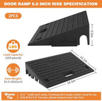 5.0" Rise Rubber Threshold ramp for Doorway/Cars, Step/Stair Rubber ramp with with Non-Slip Surface for wheelchairs/Curb/shed, 2200Pounds Load Capacity.